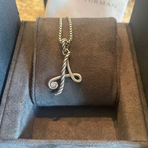 David Yurman Silver Initial Pendant Necklace